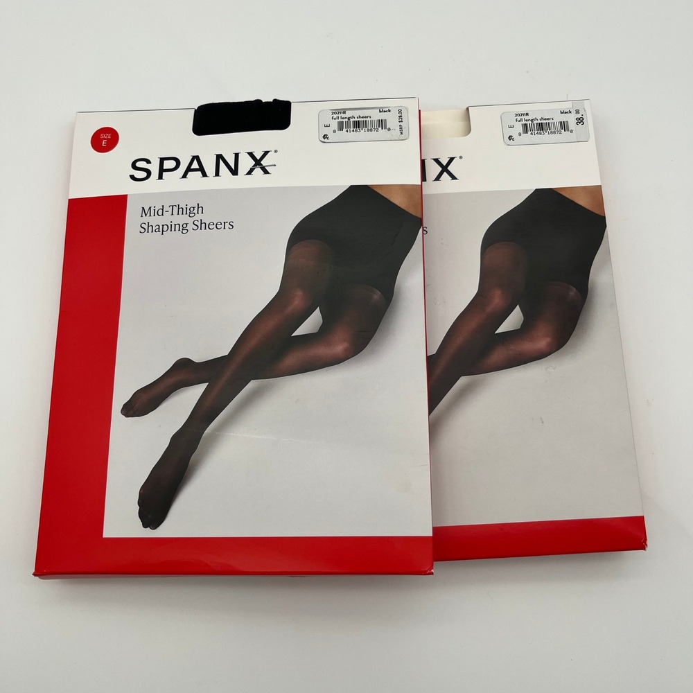 Spanx Shaping Sheers Womens Size E Black Mid-Thigh‎ Full Length Hosiery 2 Pack